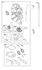 Crankcase Cover/Sump Group Diagram and Parts List for 543477-3324-H7 400000 - 699999 Briggs and Stratton Engine